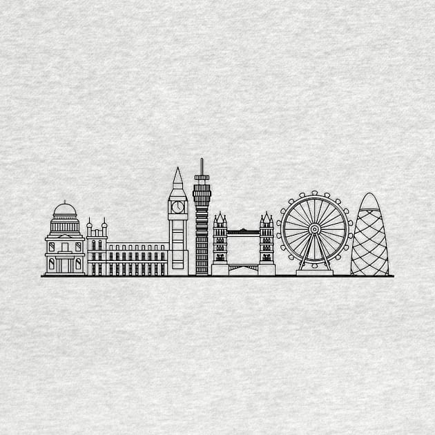 London Skyline in black with details by Mesyo